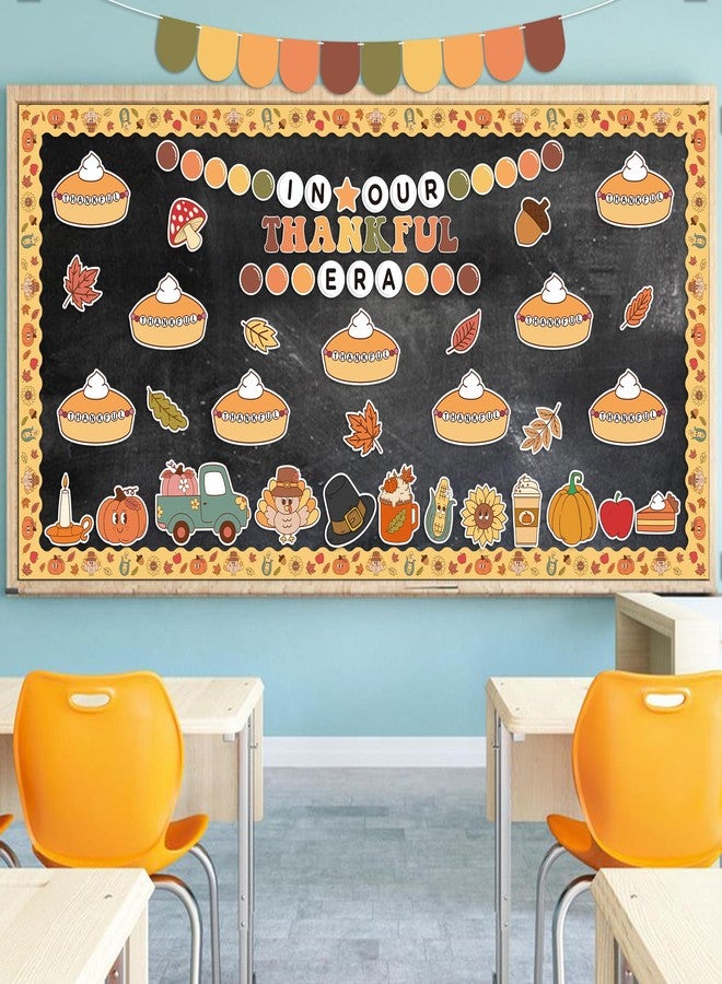 CPicdn 152Pcs Thanksgiving Bulletin Board Decoration Set, In Our Thankful Era Pumpkin Pie Cutouts Kids DIY Photo Craft Fall Border Trims Thanksgiving Classroom Chalkboard Supplies Wall Decor - Image 5