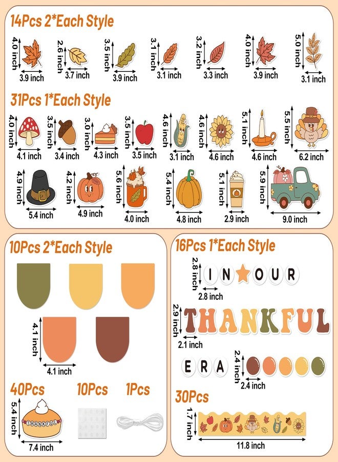 CPicdn 152Pcs Thanksgiving Bulletin Board Decoration Set, In Our Thankful Era Pumpkin Pie Cutouts Kids DIY Photo Craft Fall Border Trims Thanksgiving Classroom Chalkboard Supplies Wall Decor - Image 3