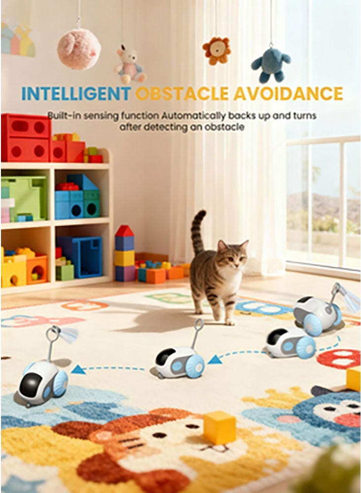 NoorTech Remote Control Cat Toy Upgraded Interactive Cat Toys for Indoor Cats Smart Cat Toy Car with Feathers Cat Mouse Toys rc Inte Ractive Cat Toy Self Play USB Rechargeable Blue - Image 3