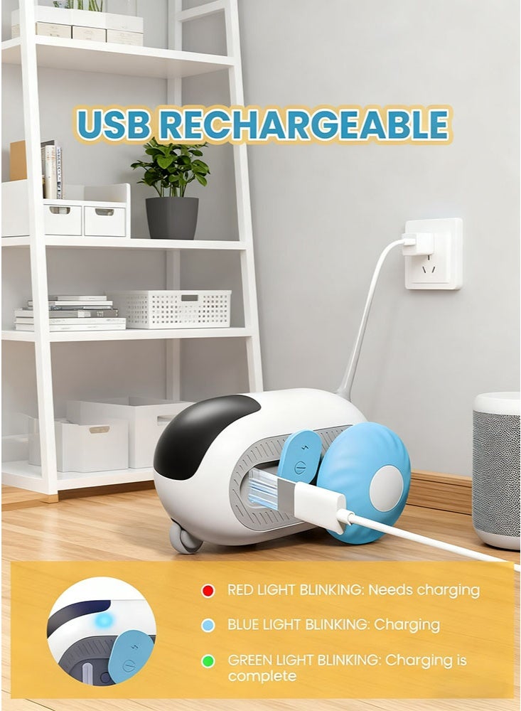 NoorTech Remote Control Cat Toy Upgraded Interactive Cat Toys for Indoor Cats Smart Cat Toy Car with Feathers Cat Mouse Toys rc Inte Ractive Cat Toy Self Play USB Rechargeable Blue - Image 5