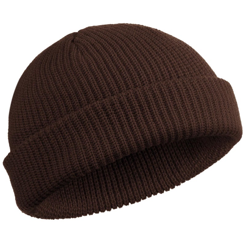 SATINIOR Trawler Beanie Watch Hat Roll-up Edge Skullcap Fisherman Beanie for Women Men(Dark Brown,1 Piece) - Image 1