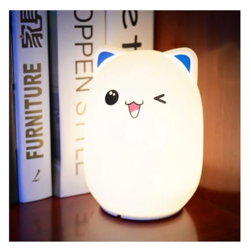 HUMAIZAR Silicone LED Night Light for Kids, Soft Touch Animal Bedside Lamp for Bedroom & Nursery, Rechargeable Cute Night Lamp (Winking CAT) - Image 5
