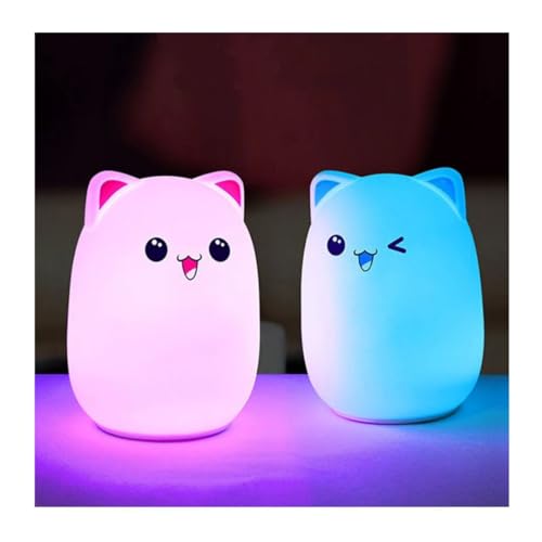 HUMAIZAR Silicone LED Night Light for Kids, Soft Touch Animal Bedside Lamp for Bedroom & Nursery, Rechargeable Cute Night Lamp (Winking CAT) - Image 4