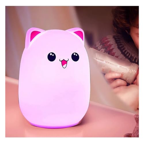 HUMAIZAR Silicone LED Night Light for Kids, Soft Touch Animal Bedside Lamp for Bedroom & Nursery, Rechargeable Cute Night Lamp (Winking CAT) - Image 2