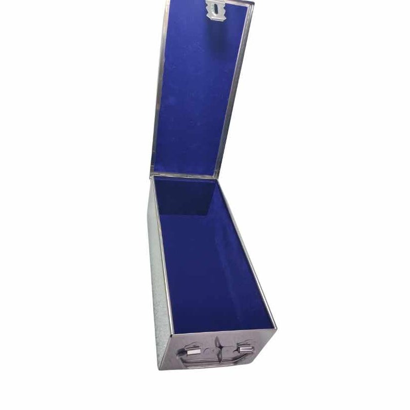 GinoSet® Stainless Steel Storage Box, Cash Box, Pooja Peti, Organizer, Vanity Storage Box, Jewellery Safe Bank Locker, Cash Box With Handicrafts Digital Meena Kari Design (Blue, 10.2 Inch) - Image 4