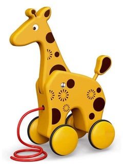 Beauenty Pull Along Giraffe Wood Baby Push Pull Toy  - Image 1