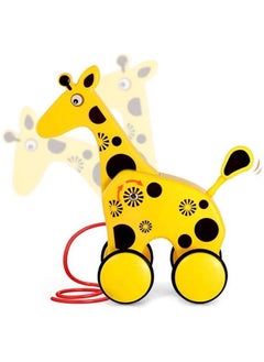Beauenty Pull Along Giraffe Wood Baby Push Pull Toy  - Image 2