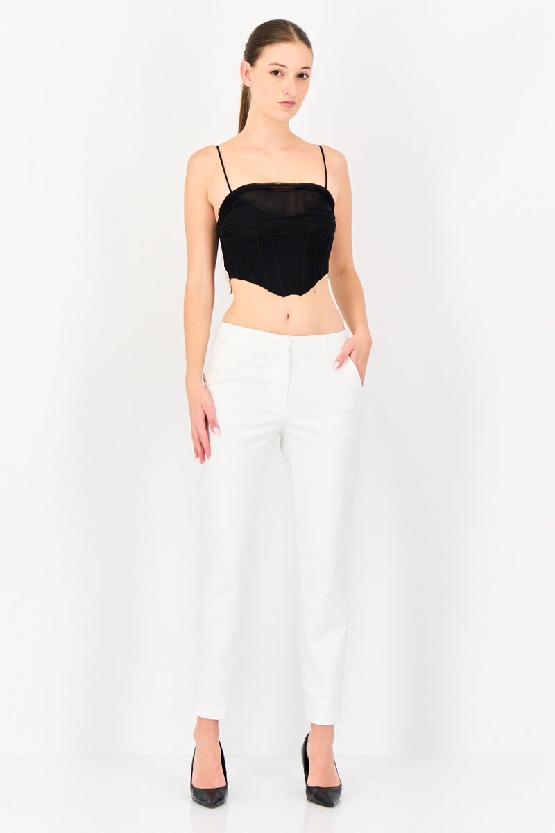 Bershka بلوزة كورسيه بدون أكمام منقوشة للنساء، سوداء - Image 4