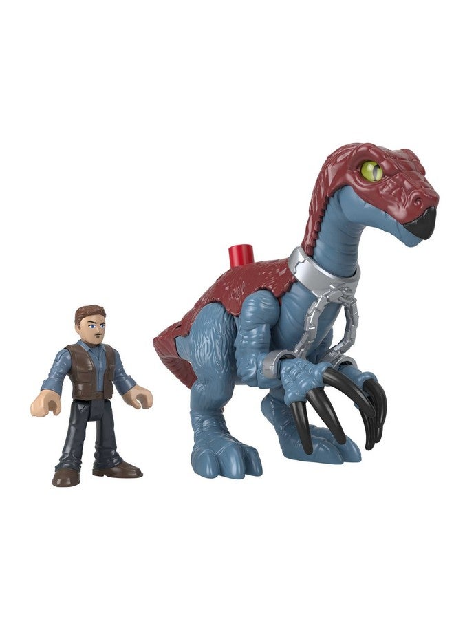JURASSIC WORLD Fisher-Price Imaginext Jurassic World Dinosaur Toy Therizinosaurus & Owen Grady Figure Set for Pretend Play Preschool Kids Ages 3+ Years - Image 1