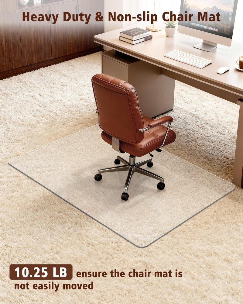 Soimeat Hard Frosted Office Chair Mat for High Pile Carpet and Hardwood Floor, 32" x 47.2" Anti-Slip Computer Rolling Chair Mat, Heavy Duty Chair Pad Under Desk Carpeted Floor Protector for Home, 1PCS - Image 3