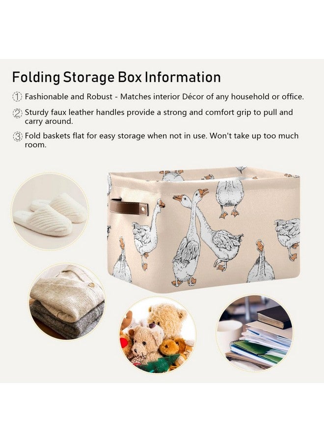 Aslsiy Toy Storage Basket Funny Geese Nursery Bins Apricot Baby Toys Box Canvas Clothes Shelf Basket Laundry Hamper Gift Basket for Home Closet 1 Pcs - Image 5