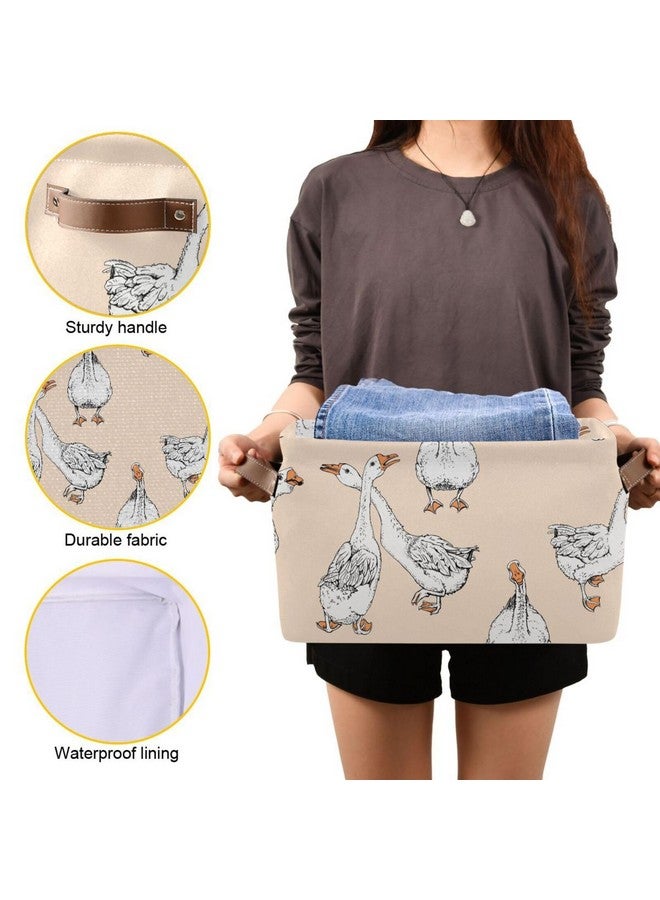 Aslsiy Toy Storage Basket Funny Geese Nursery Bins Apricot Baby Toys Box Canvas Clothes Shelf Basket Laundry Hamper Gift Basket for Home Closet 1 Pcs - Image 3