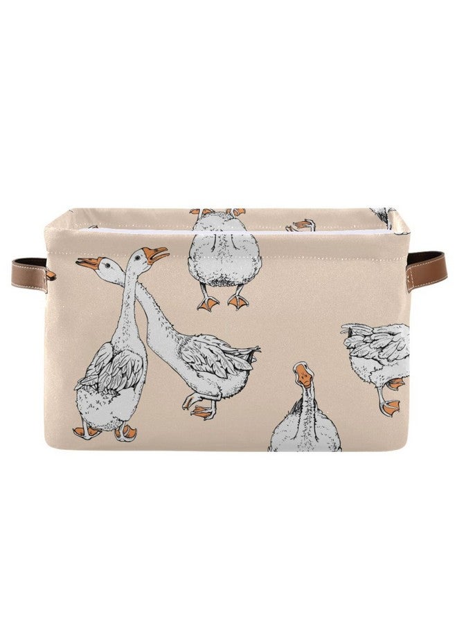 Aslsiy Toy Storage Basket Funny Geese Nursery Bins Apricot Baby Toys Box Canvas Clothes Shelf Basket Laundry Hamper Gift Basket for Home Closet 1 Pcs - Image 1