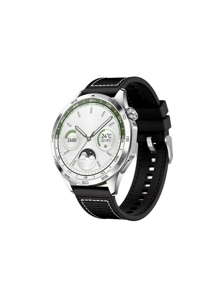 GENERIC - DELUX WOOD CARVER 22mm For Huawei GT6 46MM 2026 Nylon Braided Silicone Composite Watch Strap, Black - Image 2