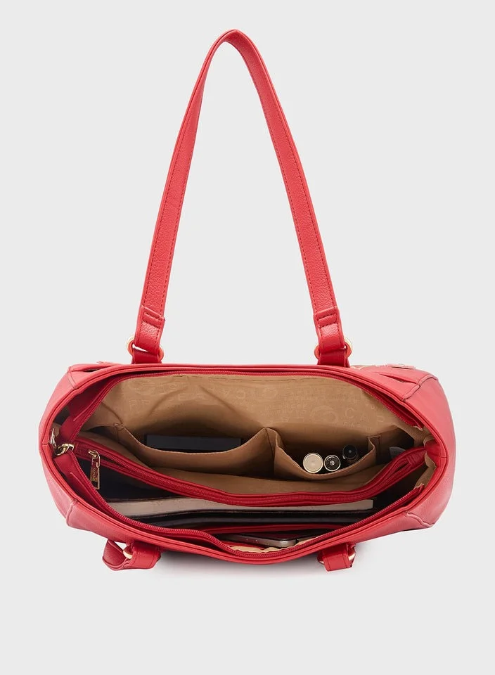 CAPRESE Caprese Erica Tote Medium Maroon – Kiara exclusive floral design, spacious interior, middle compartment, trendy shoulder bag for office and daily use