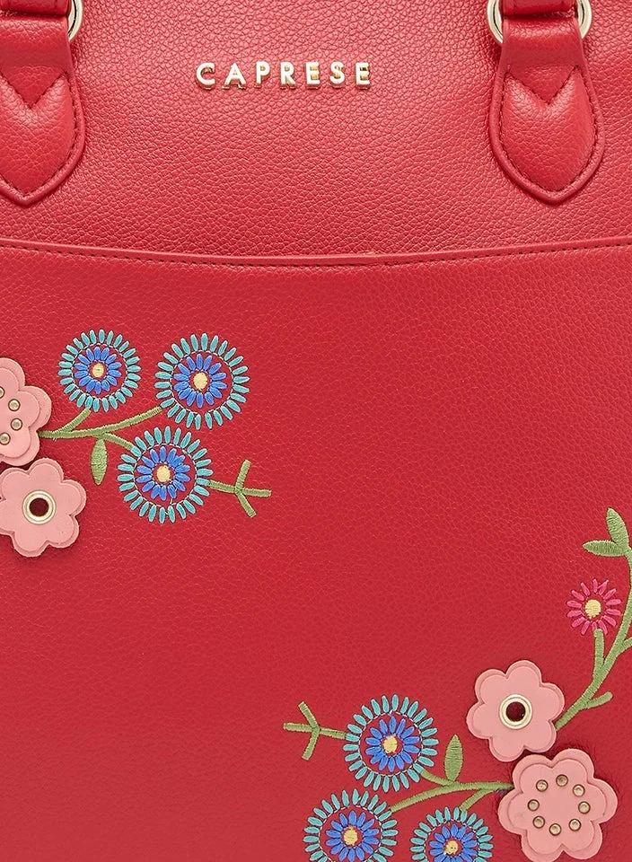 CAPRESE Caprese Erica Tote Medium Maroon – Kiara exclusive floral design, spacious interior, middle compartment, trendy shoulder bag for office and daily use