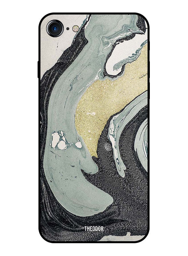 Theodor Protective Case Cover For Apple Iphone SE 2022 Grey Black Flowing Texture - Image 1