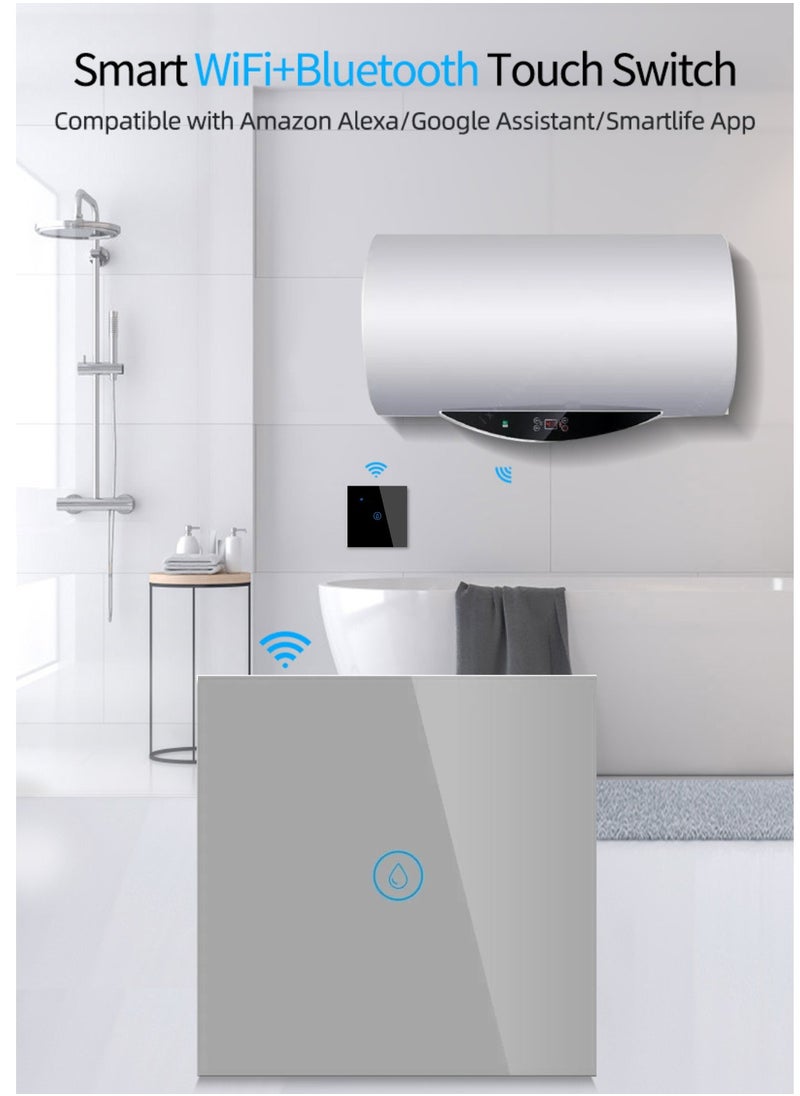 Smart WiFi Heater Switch for Heater, AC, or Motor, Neutral Wire Required, Compatible with Google Home and Alexa, Touch and App Control, Voice and Timing Function (Grey, 40A)