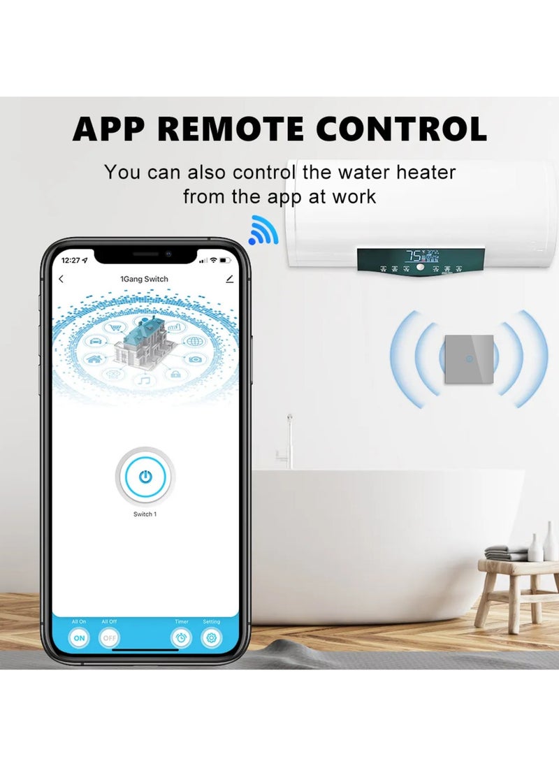 Smart WiFi Heater Switch for Heater, AC, or Motor, Neutral Wire Required, Compatible with Google Home and Alexa, Touch and App Control, Voice and Timing Function (Grey, 40A)