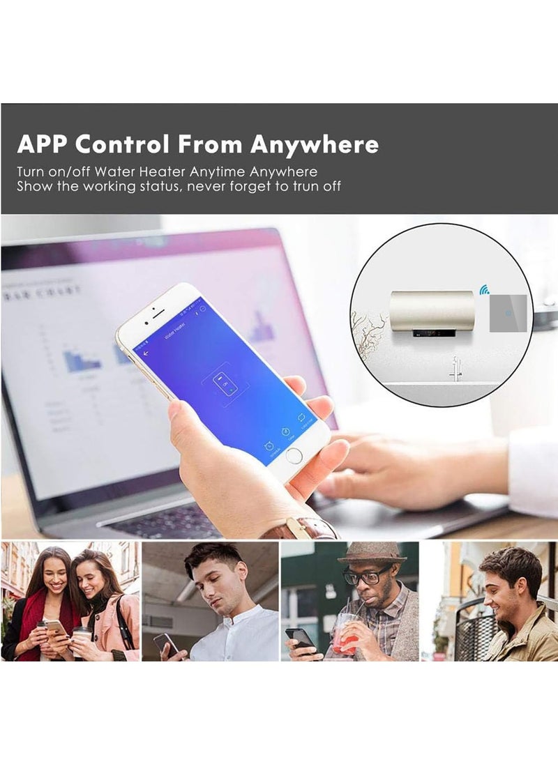 Smart WiFi Heater Switch for Heater, AC, or Motor, Neutral Wire Required, Compatible with Google Home and Alexa, Touch and App Control, Voice and Timing Function (Grey, 40A)
