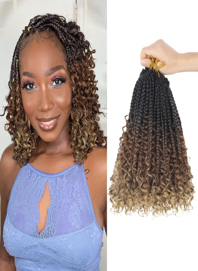 Julen 8 Packs Boho Crochet Box Braids with Curly Ends - 8 Inch Goddess Box Crochet Hair for Black Women 3X Boho Crochet Braids Pre Looped Ombre Color(1B-30-27) - Image 1