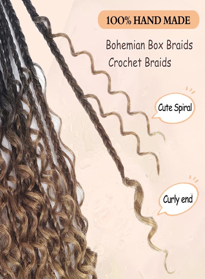 Julen 8 Packs Boho Crochet Box Braids with Curly Ends - 8 Inch Goddess Box Crochet Hair for Black Women 3X Boho Crochet Braids Pre Looped Ombre Color(1B-30-27) - Image 5