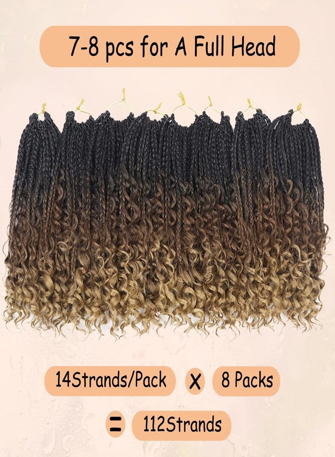 Julen 8 Packs Boho Crochet Box Braids with Curly Ends - 8 Inch Goddess Box Crochet Hair for Black Women 3X Boho Crochet Braids Pre Looped Ombre Color(1B-30-27) - Image 3