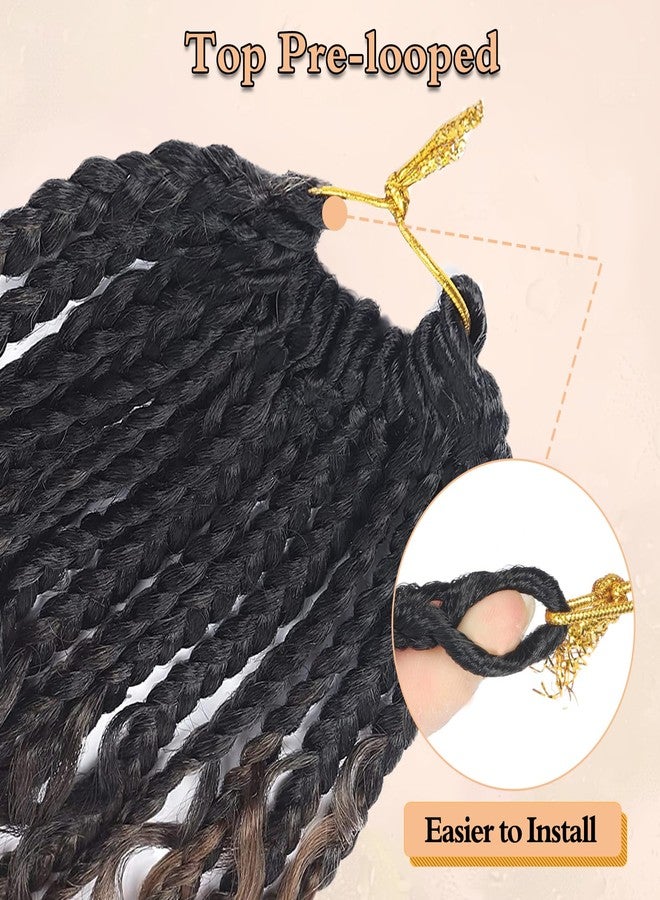 Julen 8 Packs Boho Crochet Box Braids with Curly Ends - 8 Inch Goddess Box Crochet Hair for Black Women 3X Boho Crochet Braids Pre Looped Ombre Color(1B-30-27) - Image 2