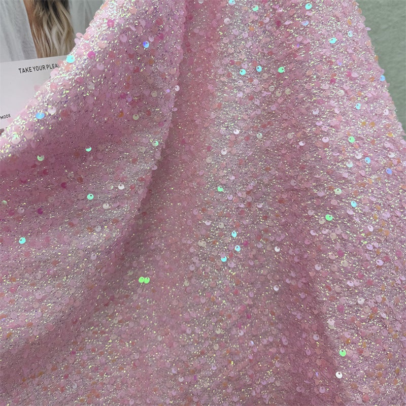 5Mm Complex Encryption Colorful Sequins Composite Knitted Bottom Fabric Dress Diy Shoes Hat Stage Background Beaded Fabric - Image 1