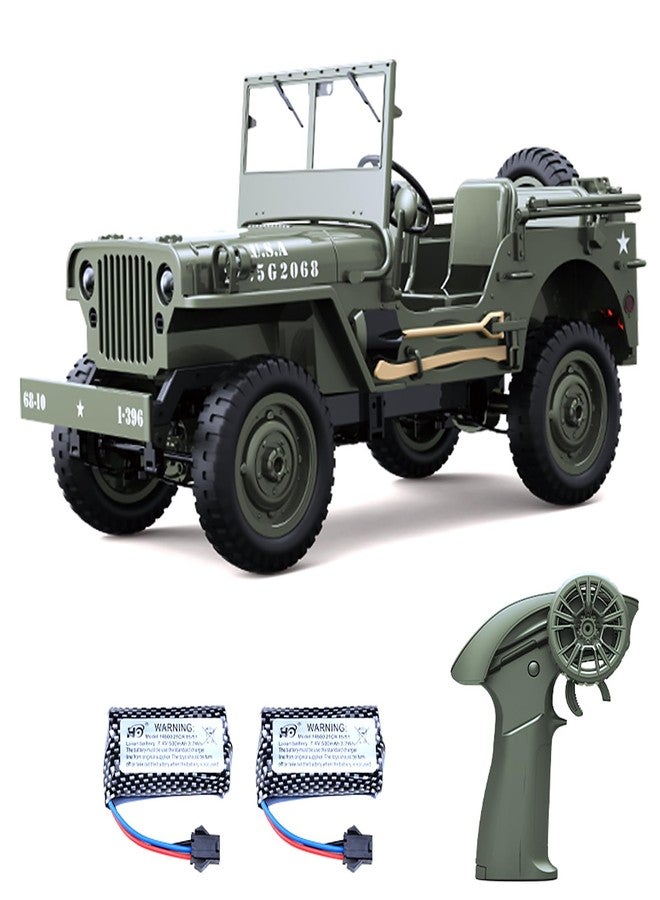 Dodoore RC Military Truck RC Crawler, 1:10 Scale Remote Control Car, 2.4GHz 4WD Off Road RC Rock Crawler, All Terrain Army Climbing Vehicle with LED Lights and 2 Batteries for Adults - Image 1