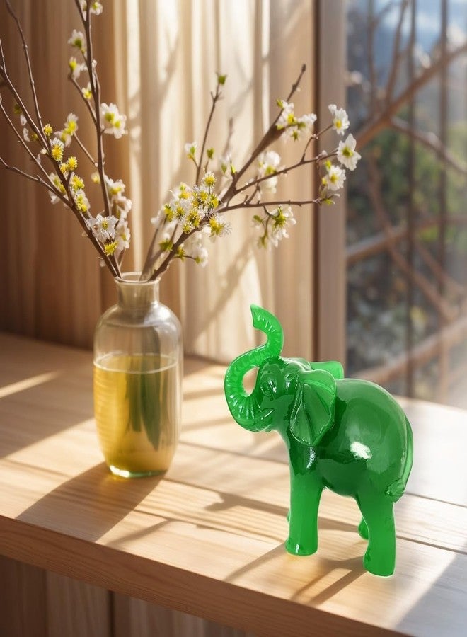 بيتر ديكور تمثال فيل محظوظ من الراتنج باللون الأخضر اليشمي من Betterdecor - تمثال فنغ شوي لجلب الثروة للمنزل والمكتب، هدية حظ سعيد لأعياد الميلاد والعطلات والتهاني والانتقال إلى منزل جديد - Image 3