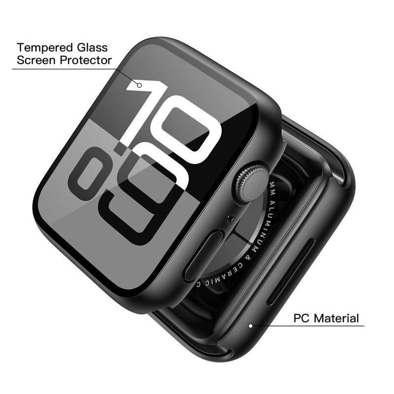 Misxi 2 Pack Tempered Glass Case Compatible for Apple Watch Series 11 (2025) Series 10 42mm, Hard PC Screen Protector Overall Protection Ultra-Thin Lightweight Scratch-Resistant Cover for iWatch, Black - Image 3
