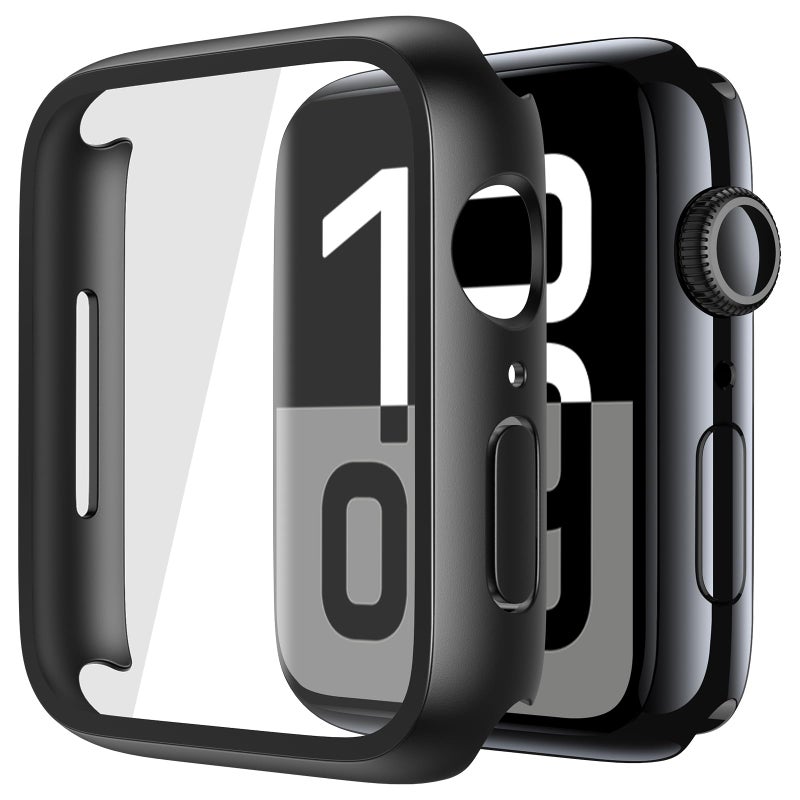 Misxi 2 Pack Tempered Glass Case Compatible for Apple Watch Series 11 (2025) Series 10 42mm, Hard PC Screen Protector Overall Protection Ultra-Thin Lightweight Scratch-Resistant Cover for iWatch, Black - Image 1