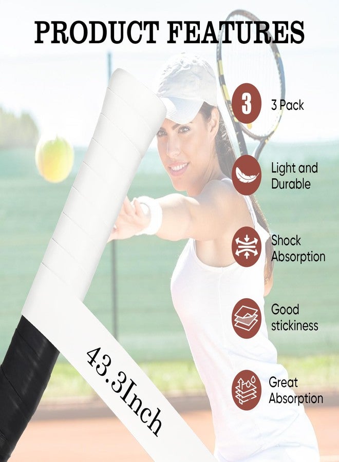 ZVYKTOR Tennis Racket Grip Tape 3 Pack, Ultra-Thin Soft for Tennis Grips Enhanced Tack, Sweat Control & Durability – Premium Racquet Overgrips for Tennis, Badminton & Pickleball (White 3P Set) - Image 3