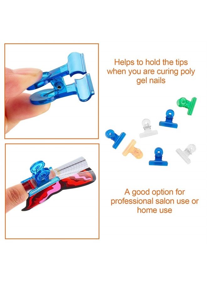 Jetec 20 Pieces C Curve Nail Pinching Clips Plastic Clips Multi-function Nail Art Accessories for Nail Fiberglass Extension and Fixation, 4 Colors - Image 1