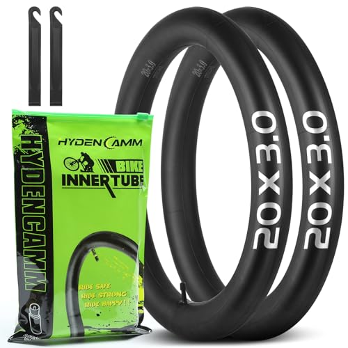 Hydencamm 2 Pack 20x3 Fat Tire Bike Inner Tubes, 20" Fat Bike Tubes 20 X 3.0/3.50 AV Schrader Valve with 2 Tire Levers, Inner Tube Compatible with 20X3.0 20 X 3.30 20 X 3.5 for Road/Mountain/E Bike by Hydencamm - Image 1