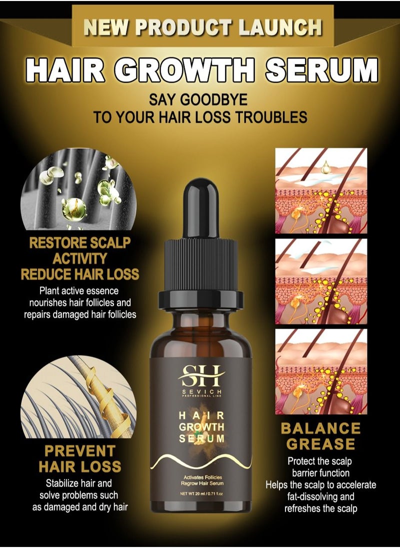 Hair Growth Serum for Thicker Fuller Thinner Longer Stronger Hair Fast and Reduce Shedding Breakage and Hair Loss Non Greasy Easy Application for Women and Men Hair Growth Serum 20ml
