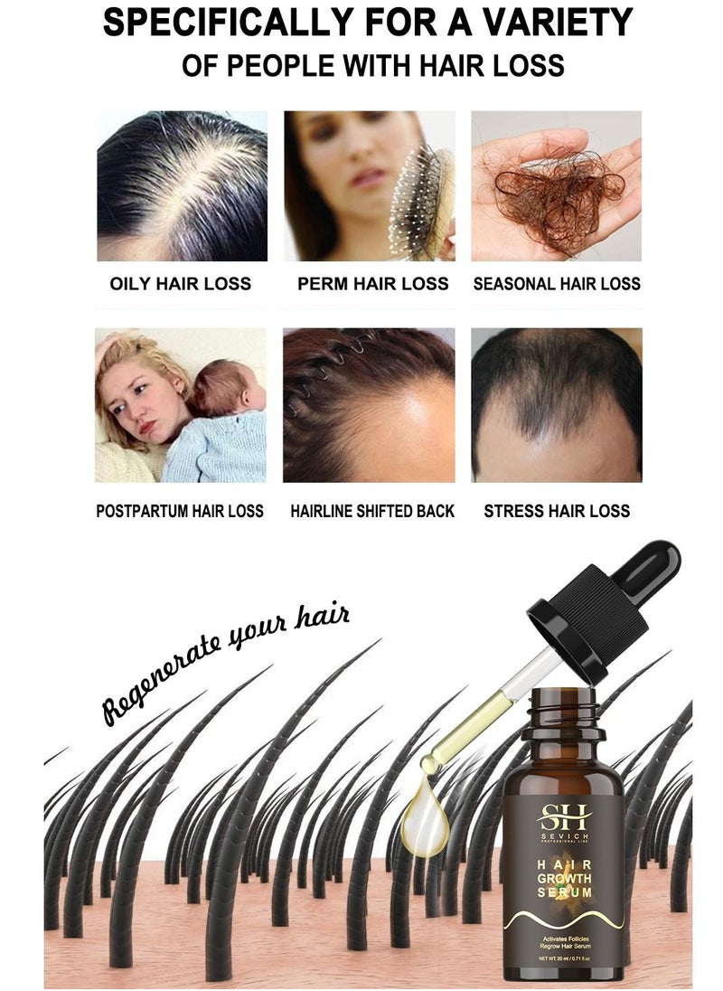 Hair Growth Serum for Thicker Fuller Thinner Longer Stronger Hair Fast and Reduce Shedding Breakage and Hair Loss Non Greasy Easy Application for Women and Men Hair Growth Serum 20ml