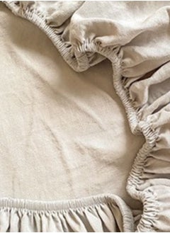 LUNA Home 3-Piece Set: queen-size fitted bedsheet and two pillowcases, washable cotton in a milky white color.  - Image 4
