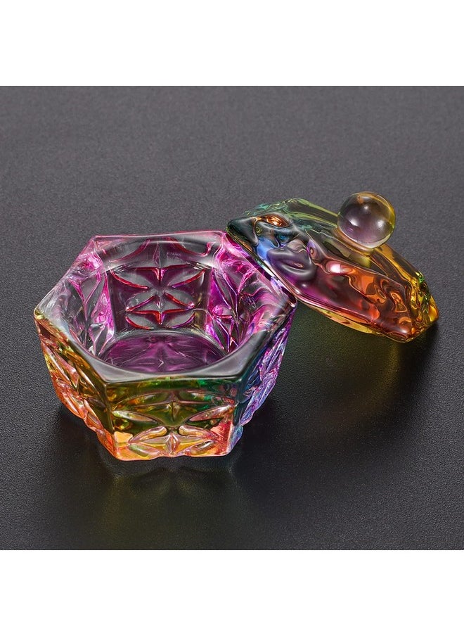 Noverlife Mini Colorized Glaze Nail Art Acrylic Liquid Powder Dappen Dish Hexagon Shape Crystal Nail Dappen Dish With Cap Lid Crystal Acrylic Liquid Powder Mini Glass Dish For Nail Art Manicure Care  - Image 5