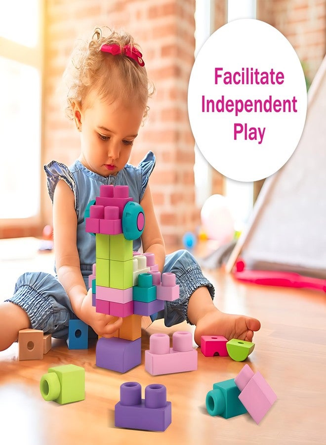 ROHSCE Soft Building Blocks for Toddlers, Stacking Blocks for Babies 6 Months and Up STEM Toddler Gifts, Large Construction Block Set Rubber Blocks Bag with 42 Pieces and Storage,Gift for Easter - Image 2