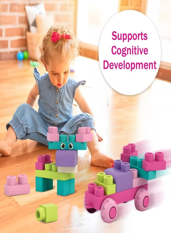 ROHSCE Soft Building Blocks for Toddlers, Stacking Blocks for Babies 6 Months and Up STEM Toddler Gifts, Large Construction Block Set Rubber Blocks Bag with 42 Pieces and Storage,Gift for Easter - Image 3