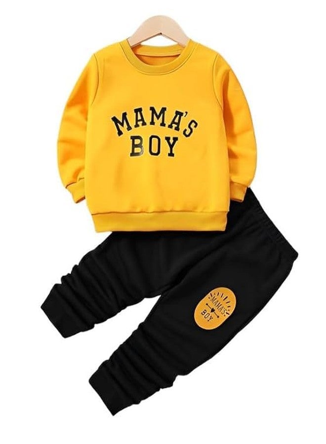 RIZZQ Kids Dress for Boys | Printed Round Neck Full Sleeve T-shirt and Pant Clothing Set for Baby Boys-White (Yellow, 2-3 Year) - Image 3