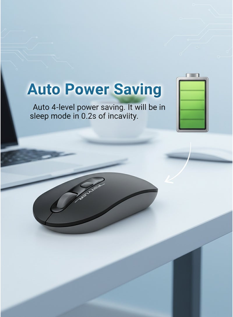 A4TECH FG20 Fstyler 2.4G Wireless Mouse | Symmetric Design | 4 Buttons + 4-Way Wheel | 3-Level DPI | Long Battery Life | Windows/macOS – Black - Image 3