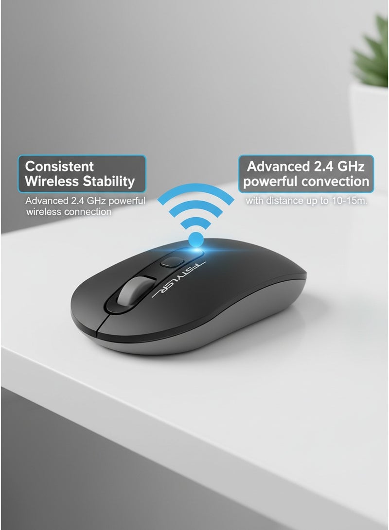 A4TECH FG20 Fstyler 2.4G Wireless Mouse | Symmetric Design | 4 Buttons + 4-Way Wheel | 3-Level DPI | Long Battery Life | Windows/macOS – Black - Image 2
