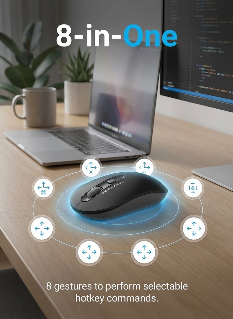 A4TECH FG20 Fstyler 2.4G Wireless Mouse | Symmetric Design | 4 Buttons + 4-Way Wheel | 3-Level DPI | Long Battery Life | Windows/macOS – Black - Image 4