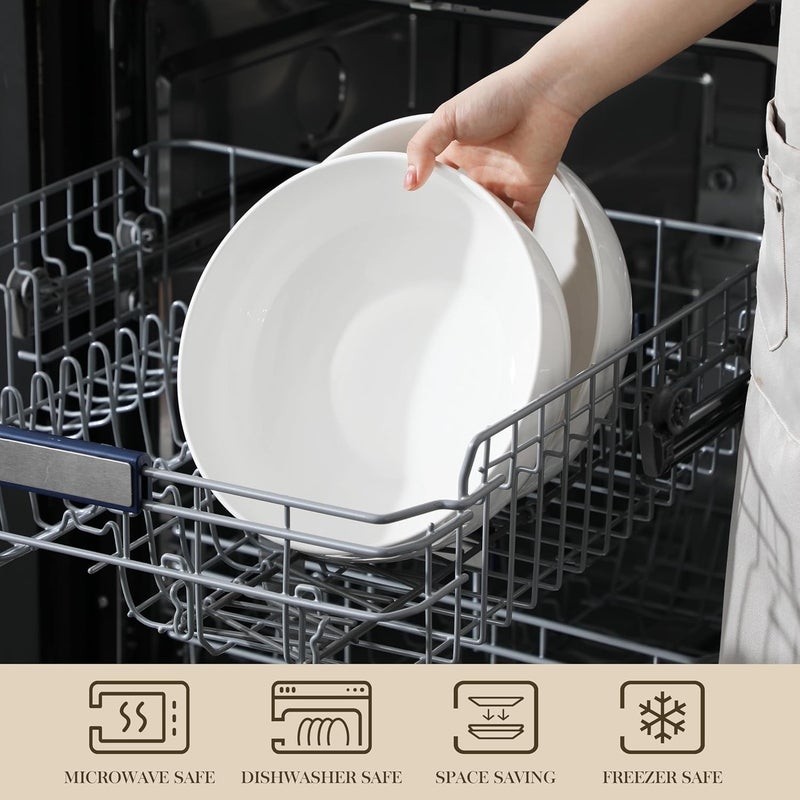 MALACASA Serving Bowls 114 OZ10 Extra Large Salad Bowls Set of 2 Porcelain White Serving Bowls for Salad Soup Pasta and Dinner Large Ceramic Bowl Set for Entertaining Series REGULAR - Image 3