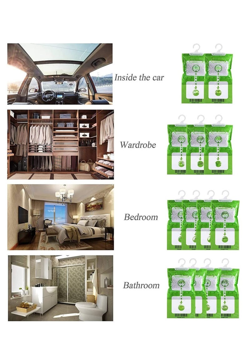 TYCOM - Hanging Anti Mold Dehumidfier Deodorizing Moisture Proof Desiccant Absorber Bag and Odor Eliminator Hanging Bags to Rid Damp in Closet Cars Bathroom Wardrobes Basement Gym Bag Humidity Bags 6pcs - Image 1