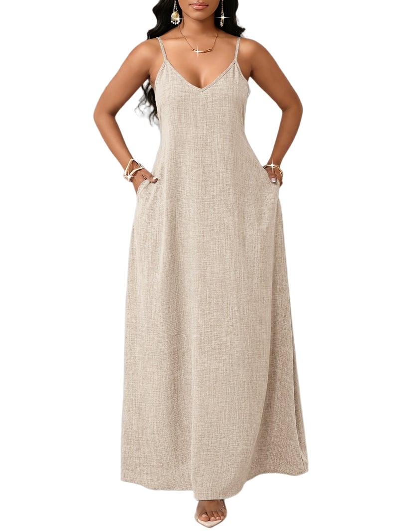 Women'S Suspender Solid Color Dress - Image 1
