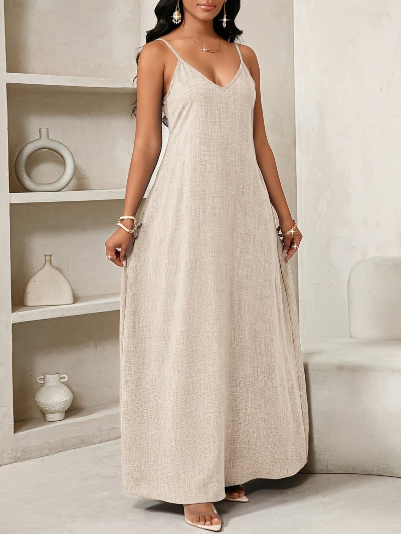 Women'S Suspender Solid Color Dress - Image 5